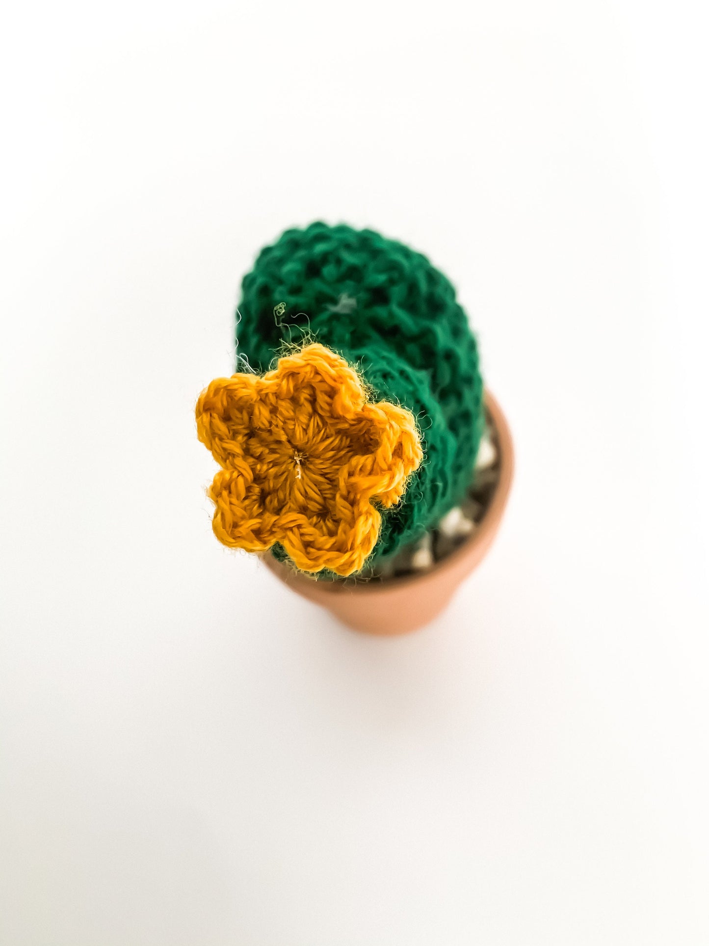 Knit Cactus // Prickly Pear, Knit Cactus Plant with Yellow Flower Planted in Terracotta Pot // Boho Home Decor// Home Office Decor