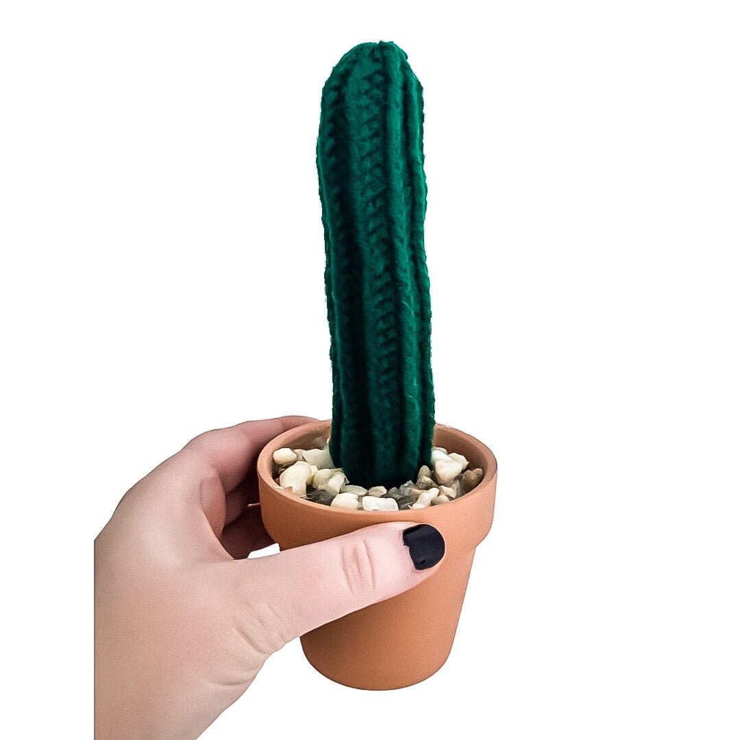 Knit Cactus // Pencil Cactus, Cactus Plant in Terracotta Pot // Boho Home Decor// Home Office Decor // Desk Accessory