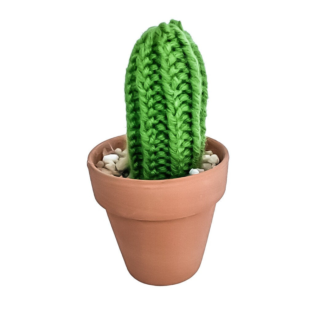 Knit Cactus // Pencil Cactus, Cactus Plant in Terracotta Pot // Boho Home Decor // Home Office Decor // Desk Accessory