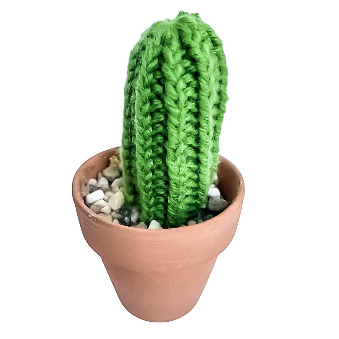Knit Cactus // Pencil Cactus, Cactus Plant in Terracotta Pot // Boho Home Decor // Home Office Decor // Desk Accessory