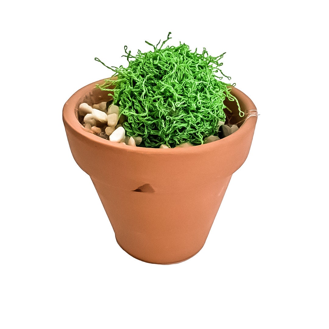 Knit Cactus // Barrel Cactus, Knit Cactus Planted in Mini Terracotta Pot // Boho Home Decor// Home Office Decor // Desk Accessory