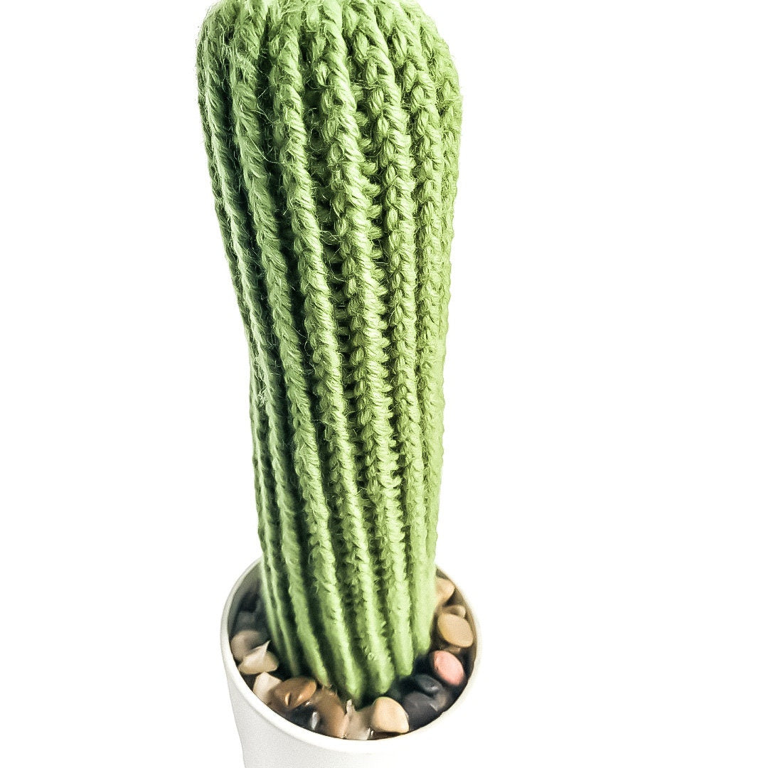 Knit Cactus // Pencil Cactus, Knit Cactus Planted in Up-cycled White Pot // Boho Home Decor // Home Office Decor // Desk Accessory