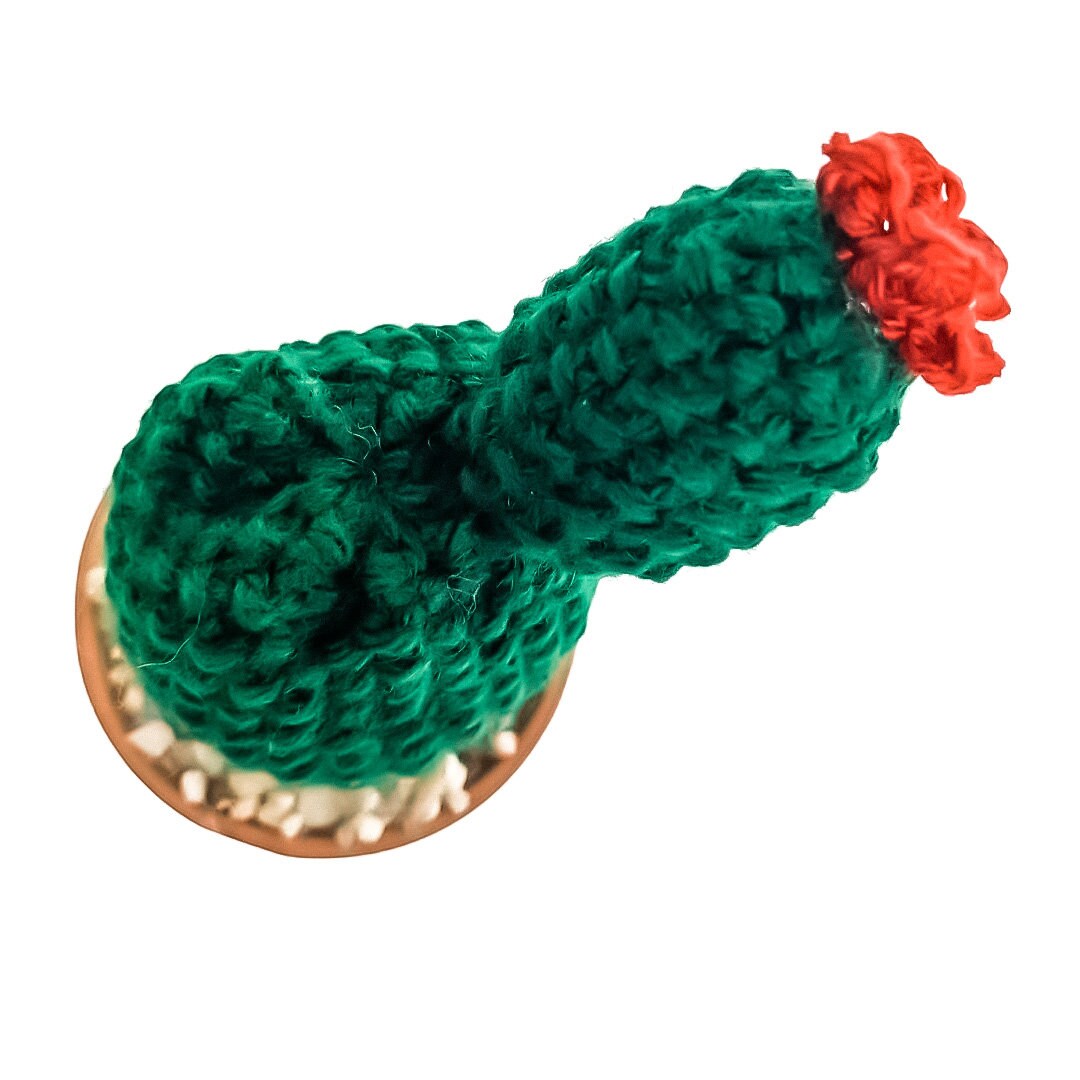 Knit Cactus // Prickly Pear, Knit Cactus Plant with Orange Flower Planted in Terracotta Pot // Boho Home Decor // Home Office Decor